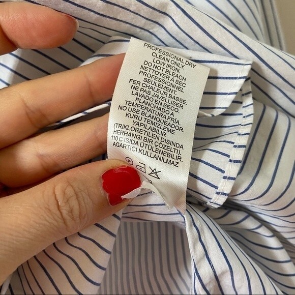 TIBI Stripe Off the Shoulder Smock Tunic Blouse 00 - Picture 11 of 14